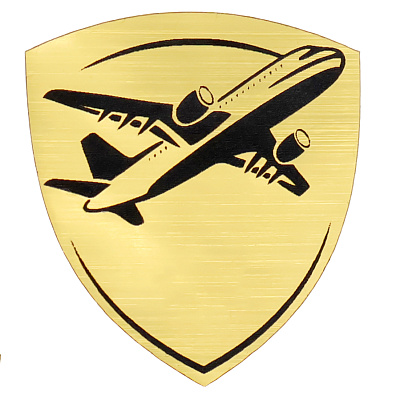 Шильд-наклейка самолет, золото (Золотой)