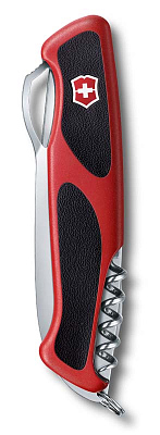 Нож перочинный VICTORINOX RangerGrip 79, 130 мм, 12 функций, с фиксатором лезвия, красный с чёрным