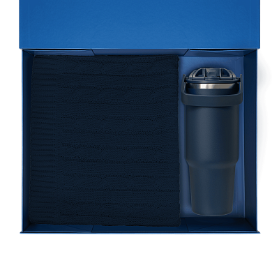 Подарочный набор Монтана (Montana), синий (плед, термокружка)