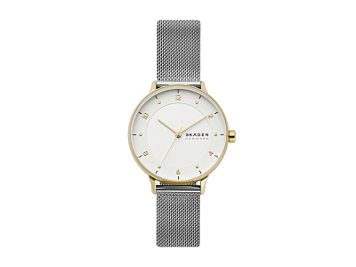 Часы наручные, женские (Корпус- желтое золото, циферблат- стальной, крепление- стальной)