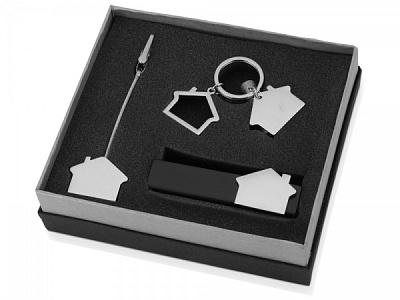 Подарочный набор аксессуаров Хейз (Серебристый с черным)