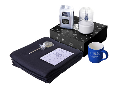 Подарочный набор Re:Haven с пледом, увлажнителем и кружкой (Синий)