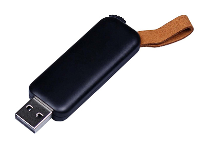 USB 2.0- флешка промо на 64 Гб прямоугольной формы, выдвижной механизм (Чёрный)