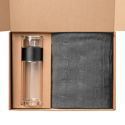 Подарочный набор Терсо (Terso), Фадо (Fado), серый (плед, термобутылка)