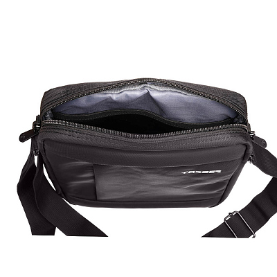 Сумка кросс-боди TORBER, черный, нейлон, 28х22х6 см