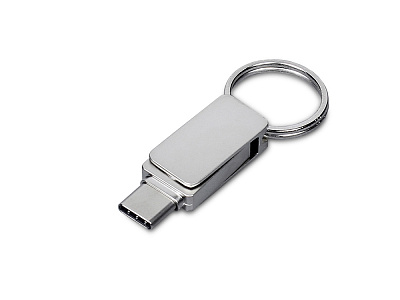 USB 3.0- флешка Mercury на 64 Гб с поворотным механизмом и дополнительным разъемом Type-C (Серебристый)