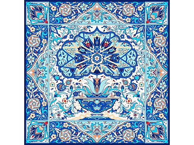 Платок Арабески (Синий, голубой)