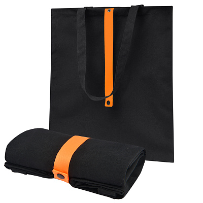 Сумка для покупок Rock’n’ROLL 260 г/м², оранжевая (Черный/оранжевый)