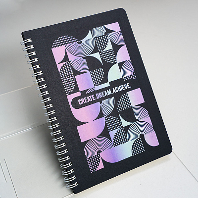 Блокнот на двойной пружине HELIX, 143 х 205 мм, черный с красным, блок в линейку