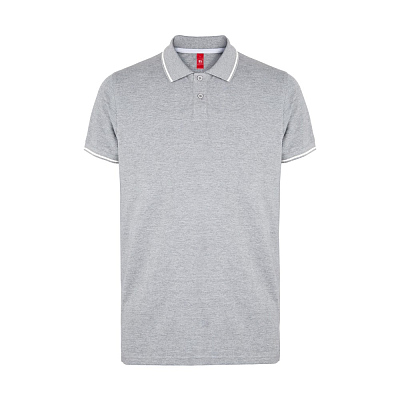 Рубашка-поло мужская SPECTRUM, короткий рукав 195 (Серый меланж, белый)