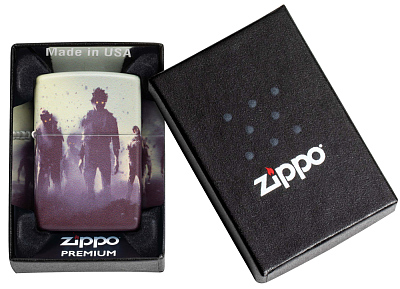 Зажигалка ZIPPO Zombie Design с покрытием 540 Matte, латунь/сталь, белая, матовая, 38x13x57 мм
