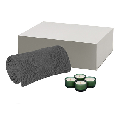 Подарочный набор Sento, Cella, зеленый (свеча, плед) (Зеленый, серый)