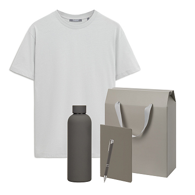 Набор с одеждой KRIS (футболка, термобутылка, блокнот, ручка) , S (Серый)