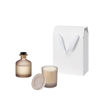 Подарочный набор Mizu (свеча, диффузор) (Бежевый, белый)