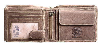 Бумажник KLONDIKE «Harry Deer», натуральная кожа в светло-коричневом цвете, 13 х 10 х 3 см