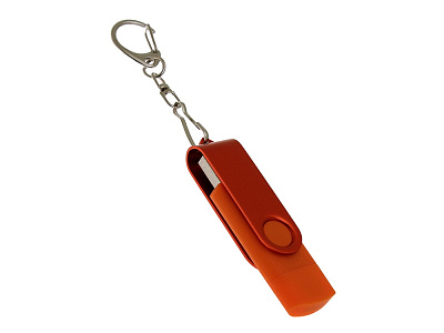 USB 2.0- флешка на 16 Гб с поворотным механизмом и дополнительным разъемом Type-C (Оранжевый)