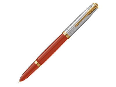 Ручка перьевая Parker 51 Premium, F/M (Красный, серебристый, золотистый)