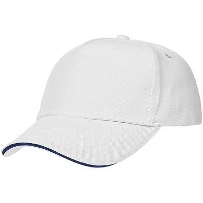 Бейсболка Classic, белая с темно-синим кантом (Синий)