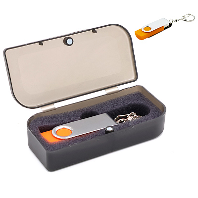 Флешка Twist 16 Гб в футляре, оранжевая (Оранжевый)