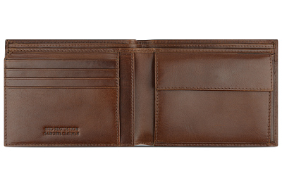 Портмоне BUGATTI Nobile,с защитой данных RFID, коньячного цвета, воловья кожа/полиэстер, 12х2х9,5 см