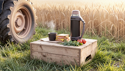 Термос "Сахалин" 1200 мл, покрытие пудра, черный