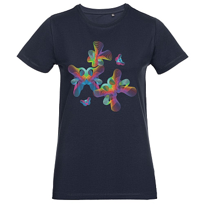 Футболка женская Butterflies, темно-синяя (Тёмно-синий)