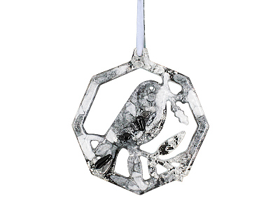 Елочная игрушка Снегирь (Обсидиан (серый))