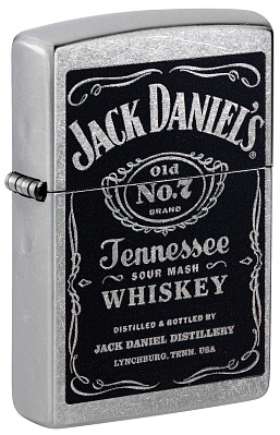 Зажигалка ZIPPO Jack Daniels® с покрытием Street Chrome латунь/сталь серебристая 38x13x57мм