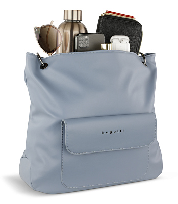 Сумка-хобо BUGATTI Almata, голубая, полиуретан, 41х11х32 см