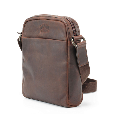 Сумка через плечо KLONDIKE DIGGER «Jack», натуральная кожа в темно-коричневом цвете, 26 x 22 x 7 см