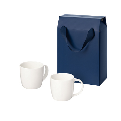 Подарочный набор Dafna в коробке-пакете (две фарфоровых кружки) (Синий, белый)