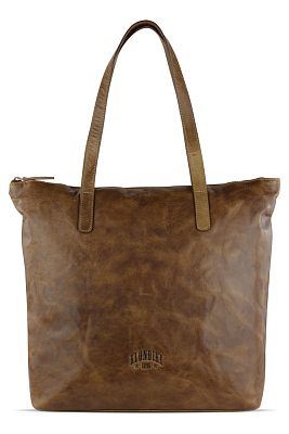 Сумка-шоппер KLONDIKE MOUNTAIN «Linda», натуральная кожа в коньячном цвете, 42 x 35 x 11 см (Коричневый)