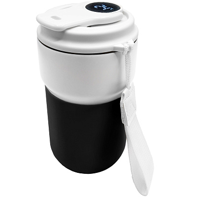 Термокружка вакуумная герметичная с дисплеем Clive To Go, белый/чёрный (Белый/черный)