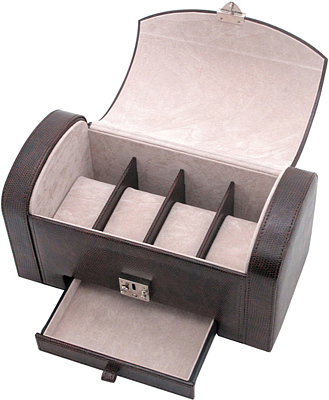 Шкатулка для часов и мужских аксессуаров Jardin D'Ete, цвет коричневый "змея", 26,5 x 13,0 x 13,5 см (Коричневый)