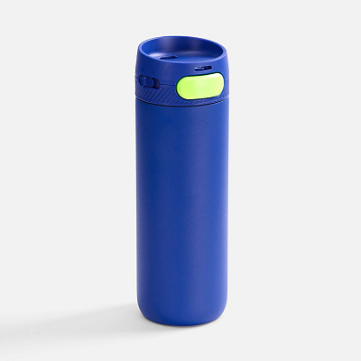 Термостакан X1 с цветной кнопкой  с желтым (Синий)