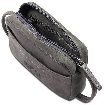 Сумка женская KLONDIKE YUKON «Maya», натуральная кожа в сером цвете, 17 х 12 х 4 см