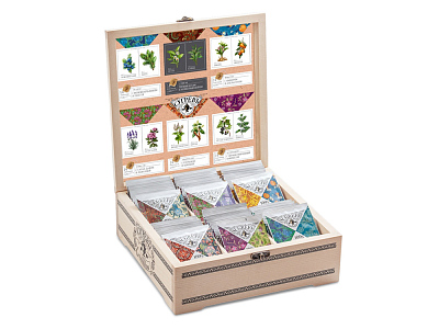 Подарочный набор с пакетированным чаем в деревянной шкатулке без лого (Крафт/многоцвет) Подарочный набор с пакетированным чаем в деревянной шкатулке без лого (Крафт/многоцвет)