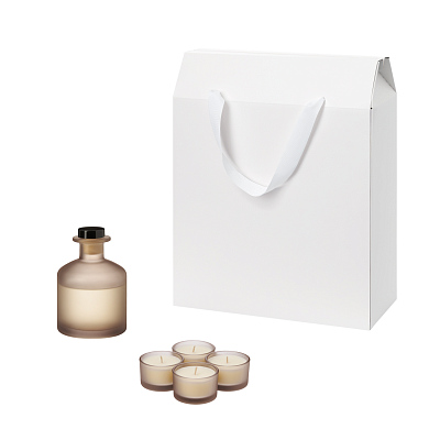 Подарочный набор Sento, Mizu, бежевый (свечи, диффузор) (Бежевый, белый)