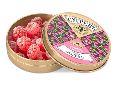 Карамель леденцовая со вкусом малины в банке