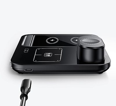 Беспроводная (15W) зарядная станция "Lift" с сенсорным подъёмным механизмом, черный