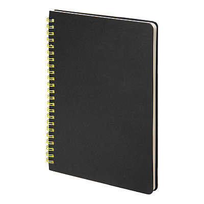 Блокнот на двойной пружине HELIX, 143 х 205 мм, черный с желтым, блок в линейку
 (Черный, желтый)