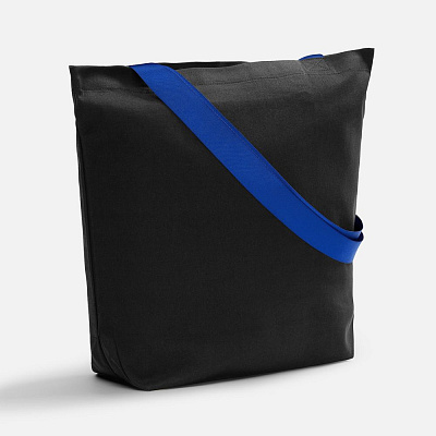 Шопер B5, черный с широкими синими ручками (Синий)