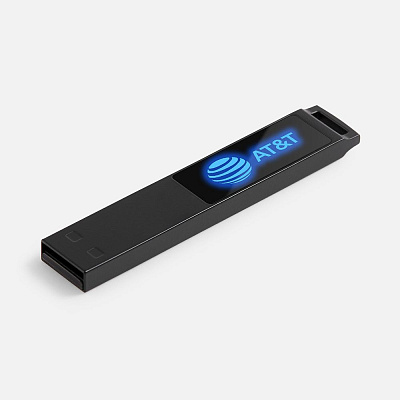 Флешка markBright Black с синей подсветкой, 32 Гб (Синий)