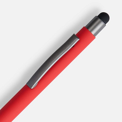 Ручка шариковая Atento Soft Touch со стилусом, красная