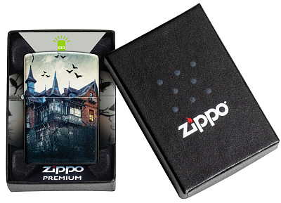 Зажигалка ZIPPO Horror House с покрытием 540 Matte, латунь/сталь, белая, 38x13x57 мм