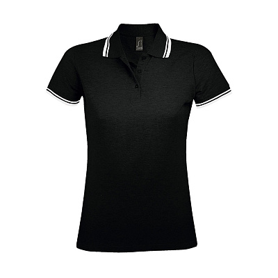 Поло женское PASADENA WOMEN 200 (Черный, белый)