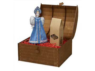 Подарочный набор: кукла фарфоровая, чай Малина с мятой (Голубой)