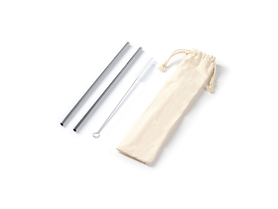 Набор MALOW из 2 соломинок (Серебристый, бежевый)