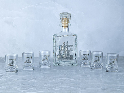 Набор со штофом Нефтяной (Прозрачный, серебристый)