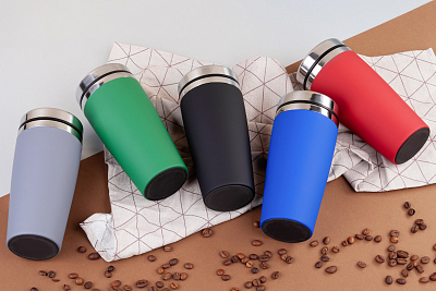 Термостакан "Эльбрус", покрытие soft touch, черный